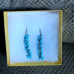 Turquoise Beaded Dangle Statement Earrings